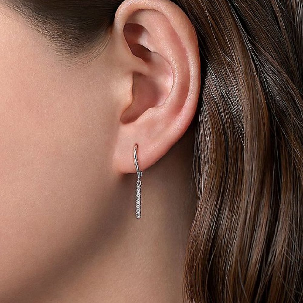 14K Solid Gold CZ Dangle Earring